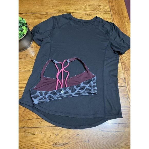 ZYIA Active Soft Tee Black Stretch L + Lululemon Bra - Picture 1 of 10